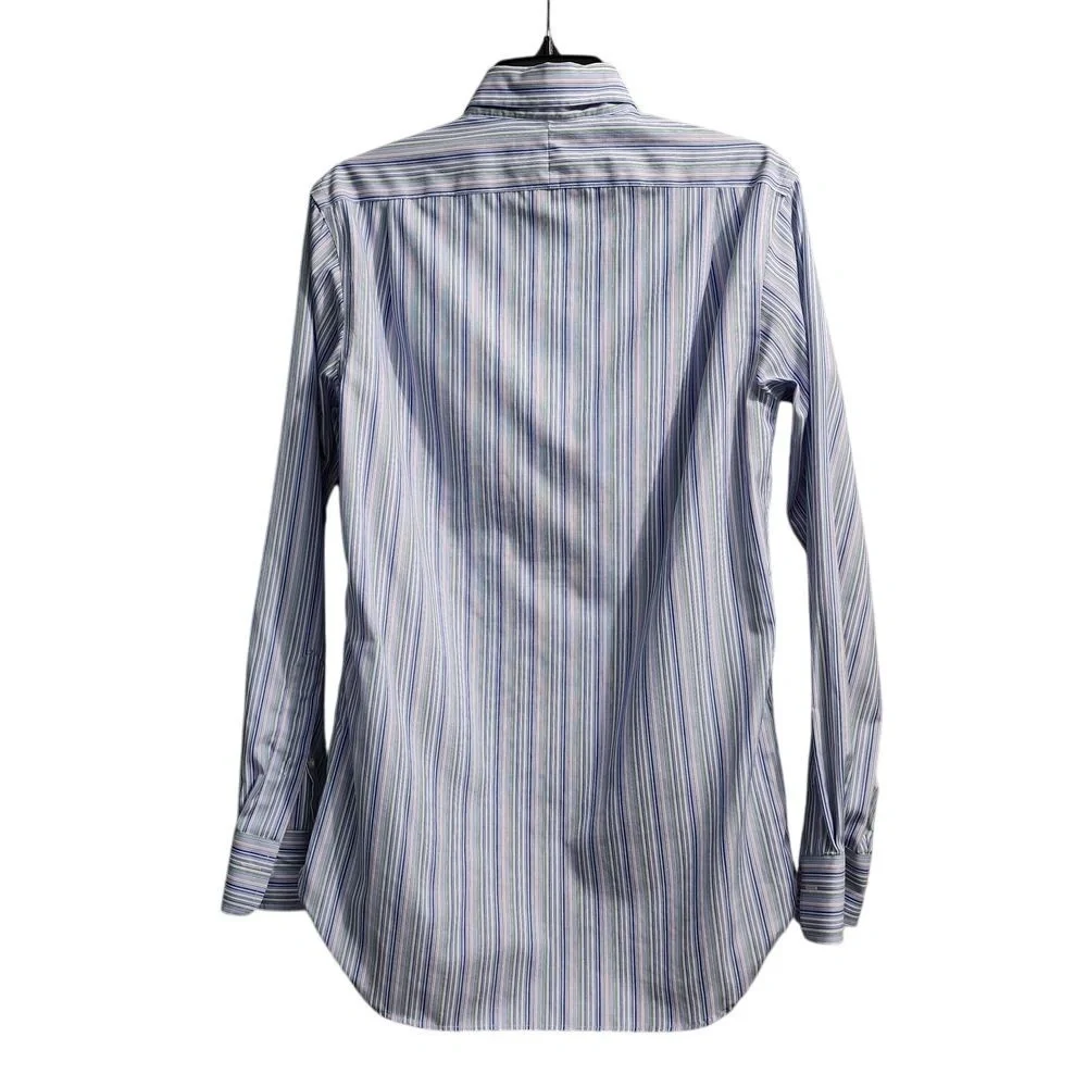 Polo Ralph Lauren Slim Fit Striped Dress Shirt Easy Care Cotton Blue Multi 15/38